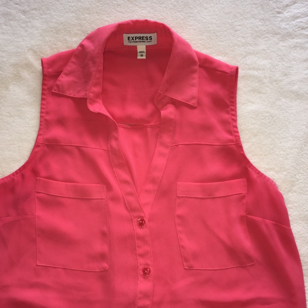 Express Coral Pink Sleeveless Portofino Blouse